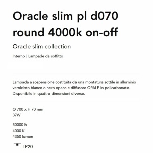 Lustra LED design geometric Oracle slim pl d070 round 4000k on-off negru 165320 universul-luminii.ro