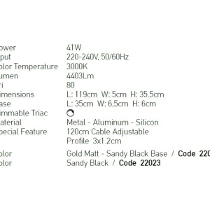 Lustra LED design liniar X-LIne auriu 117620 universul-luminii.ro