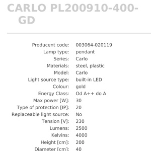 Lustra LED design modern circular CARLO auriu, diametru 40cm - Img 7