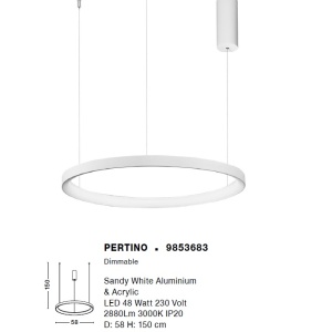 Lustra LED design modern circular PERTINO alba 48W NVL-9853683 75940 universul-luminii.ro