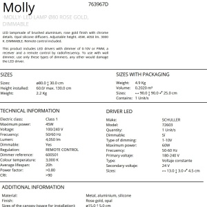 Lustra LED design ultra-modern, dimabila cu telecomanda, Molly auriu roze 80cm 96250 universul-luminii.ro