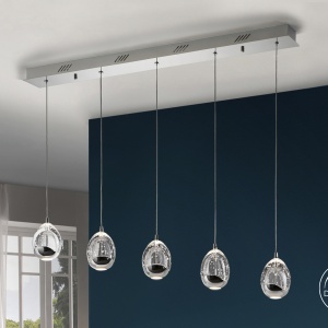LUSTRA LED dimabila cu 5 pendule Rocio, crom SV-783618 47410 universul-luminii.ro