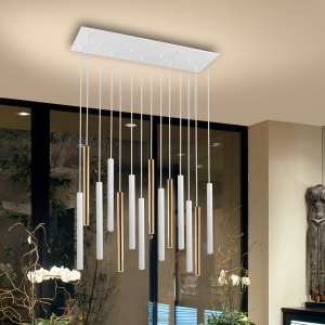Lustra LED dimabila cu telecomanda design modern Varas alb/auriu SV-373437D 75240 universul-luminii.ro