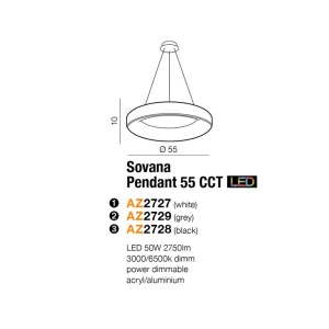 Lustra LED dimabila cu telecomanda SOVANA 55 gri 184180 universul-luminii.ro