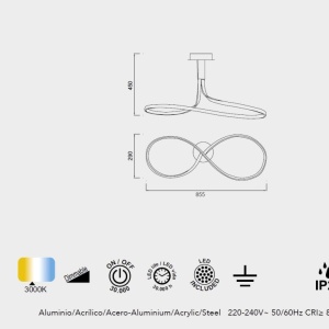 Lustra LED dimabila design modern NUR argintiu crom - Img 3