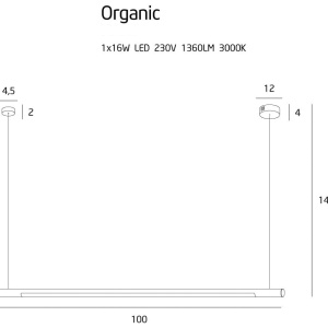 Lustra LED liniara, suspendata Organic 100cm, alb P0357 MX 74220 universul-luminii.ro