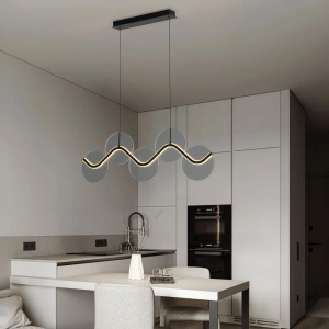 Lustra LED metal negru cu sticla fumurie, HALLEY