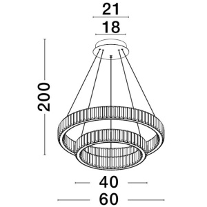 Lustra LED suspendata cu 2 inele , dimabila, cristal design elegant AURELIA crom 60cm - Img 3