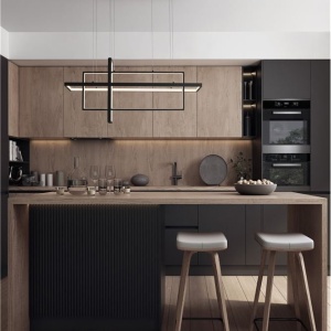 Lustra LED suspendata cu telecomanda design geometric CLEA neagra 137820 universul-luminii.ro