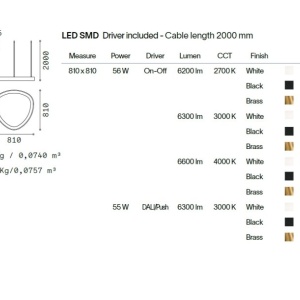 Lustra LED suspendata design circular GEMINI SP D081 ON-OFF OTTONE 4000K - Img 4