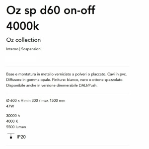 Lustra LED suspendata design circular Oz sp d60 on-off 4000k alama 162900 universul-luminii.ro