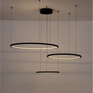 Lustra LED suspendata design circular PURPLE 3 ring neagra 137790 universul-luminii.ro