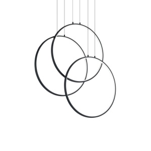 Lustra LED suspendata design geometric circular FRAME PL neagra - Img 1