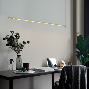 Lustra LED suspendata design liniar ELETTRA auriu, L-120cm - Img 4