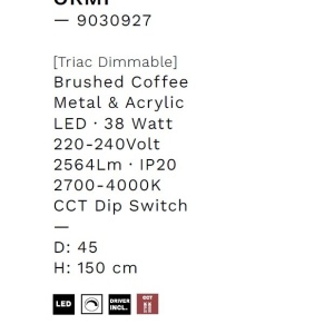 Lustra LED suspendata design modern circular ORMI coffee D-45cm - Img 8