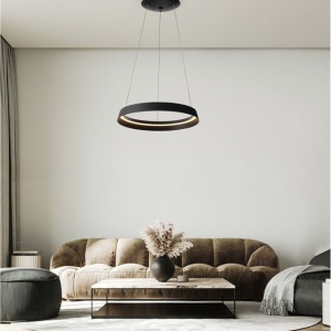 Lustra LED suspendata design modern circular ORMI negru D-45cm - Img 2