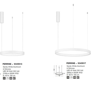Lustra LED suspendata design modern circular PERRINE D-60cm alba 183540 universul-luminii.ro