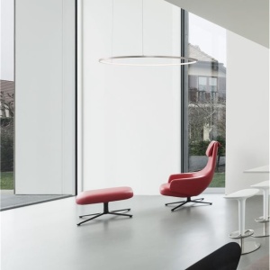 Lustra LED suspendata design modern circular TARQUIN D-100cm argintie - Img 2