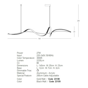 Lustra LED suspendata design modern decorativ Minimal aurie - Img 3