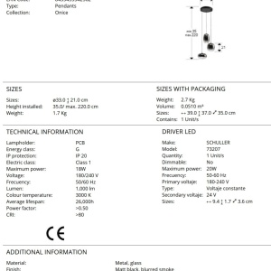 Lustra LED suspendata design modern Onice 3L - Img 7