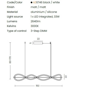 Lustra LED suspendata design modern PESCARA 150 3-STEP DIMM - Img 3