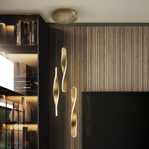 Lustra LED suspendata design modern Twist auriu - Img 2