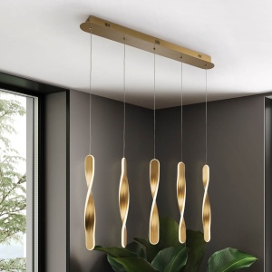 Lustra LED suspendata design modern Twist auriu - Img 1