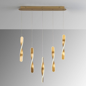 Lustra LED suspendata design modern Twist auriu - Img 6