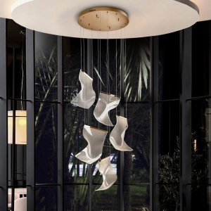 Lustra LED suspendata design ultra-modern Velos II auriu - Img 1
