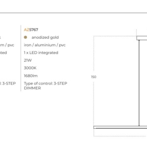 Lustra LED suspendata liniara ALAMO 120 3-STEP DIMM GO - Img 2