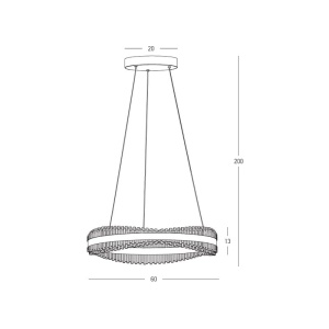 Lustra LED suspendata, metal auriu periat si cristale, Crystalline 60cm - Img 3