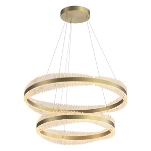 Lustra LED suspendata, metal auriu periat si cristale, Crystalline 80cm