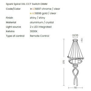 Lustra LED XXL casa scarii cu telecomanda SPARK crom CCT DIMM - Img 2