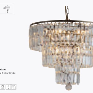Lustra metal alama antic, cristal transparent Empire 5L 628480 universul-luminii.ro
