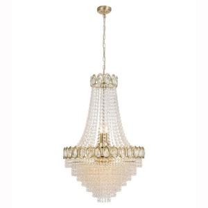 Lustra metal alama satinata, cristal transparent Louis Phillipe