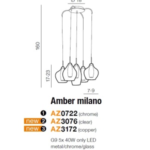 Lustra moderna AMBER MILANO 5 clar ZZ AZ3076 80260 universul-luminii.ro