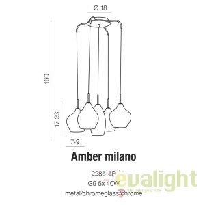 Lustra moderna AMBER MILANO 5 crom 179530 universul-luminii.ro