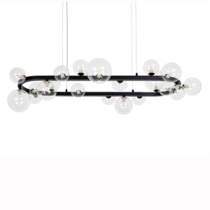 Lustra moderna cu 20 de surse de lumina LINEA Oval 120 negru
