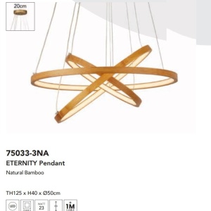 Lustra moderna cu 3 inele LED din bambus X Eternity 139280 universul-luminii.ro
