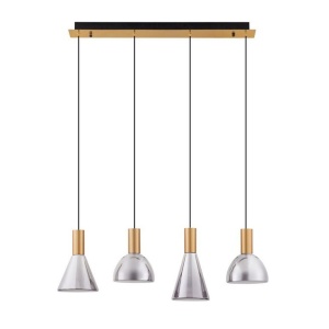 Lustra moderna cu 4 pendule LED, Metal, Sticla, Fumuriu, Voi