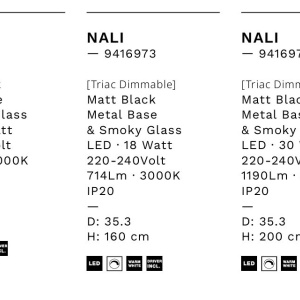 Lustra moderna cu 5 pendule LED, Metal, Sticla, Fumuriu, Nali 245160 universul-luminii.ro
