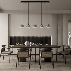 Lustra moderna cu 5 pendule LED, Metal, Sticla, Fumuriu, ORENDA 245210 universul-luminii.ro