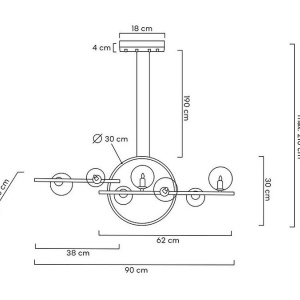 Lustra moderna cu 7 de surse de lumina si LED LINEA TWIN 90 137750 universul-luminii.ro