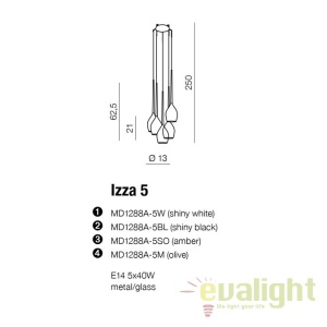 Lustra moderna Izza 5 Black 61500 universul-luminii.ro