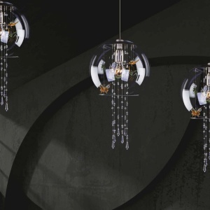 Lustra moderna Vision decorata cu fluturi si Cristal Bohemia Exclusive PAPILLON 02 – CH 193270 universul-luminii.ro