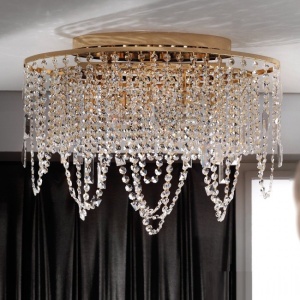 Lustra ovala din alama si cristale Schöler Kristalldesign 60x25cm, 24K gold - Img 9