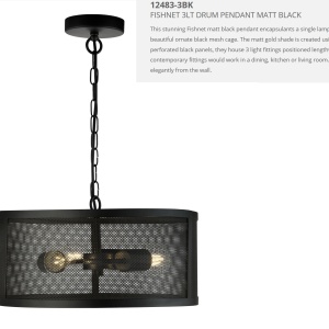 Lustra / Pendul design industrial Fishnet negru 12483-3BK SRT 73170 universul-luminii.ro