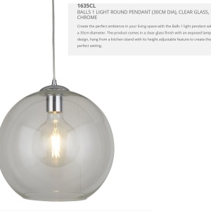 Lustra / Pendul design modern 35cm Balls crom / clar 1635CL SRT - Img 5