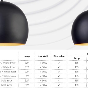 Lustra / Pendul design modern 40cm Domas negru 3039BK SRT - Img 3