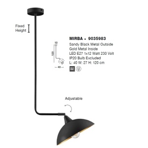 Lustra/Pendul design modern MIRBA negru 138640 universul-luminii.ro